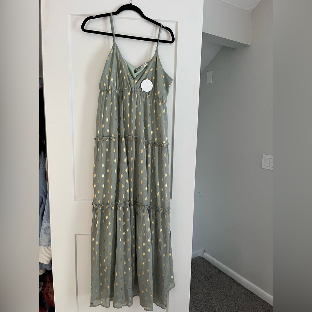 NWT Lulus Green Polka Dot Dress